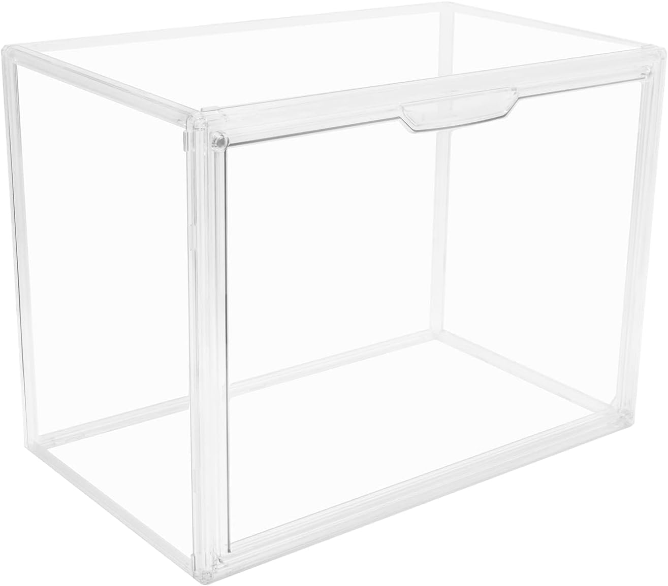 Clear Stackable Plastic Storage Bins with Magnetic Lid, Dustproof Book & Cosmetic Display Cases, Large Figures Collectibles Showcase, Shoe Box, Protection Organizer (Gray, L-3 Pack)