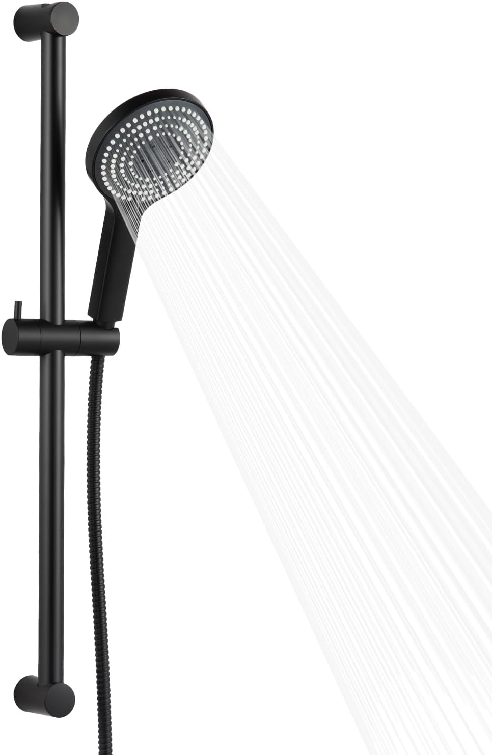 OFFO Shower Slide Bar Combo, Adjustable 33 in Slide Bar with 6-Mode High Pressure Handheld Shower Head and 60 in Stainless Steel Hose, Screw Wall Mounted, Chrome