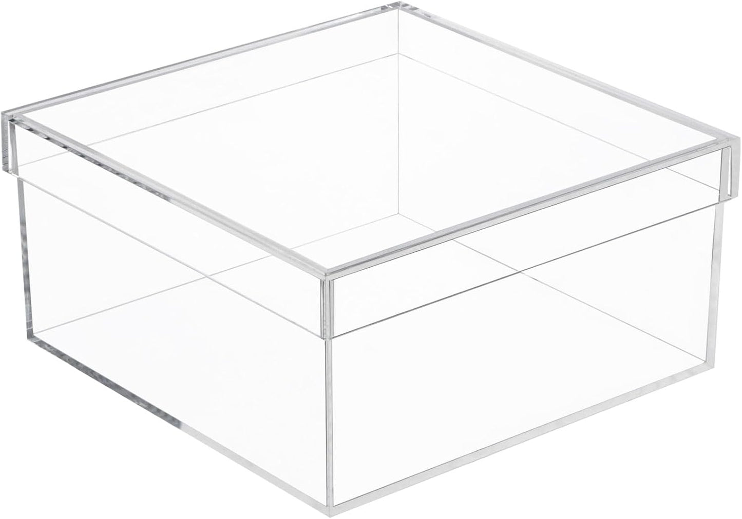 Clear Square Acrylic Boxes, Acrylic Cube Containers with Lid, Plastic Storage Boxes 8 x 8 x 8 Inches for Candy, Cookies, Coins, Tea, Cosmetics, Jewelry and Trinkets