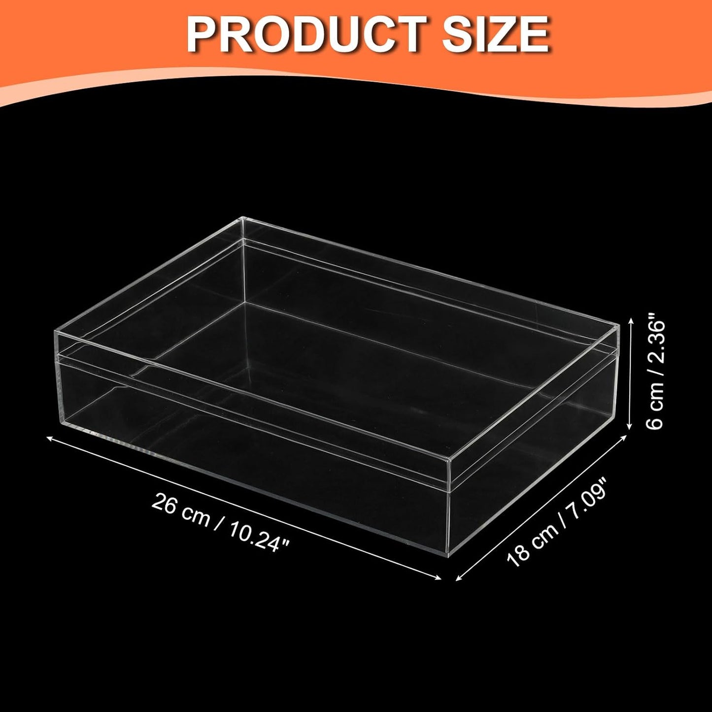 PATIKIL Acrylic Box with Lid 10.24" x 7.09" x 2.36", Clear Acrylic Display Boxes Plastic Square Cube Containers Storage Organizer for Candy Tiny Jewelry Artwork Display