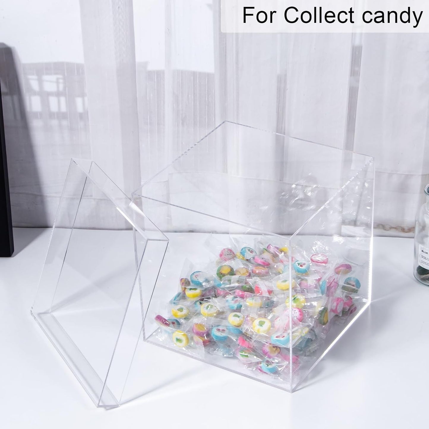 Clear Square Acrylic Boxes, Acrylic Cube Containers with Lid, Plastic Storage Boxes 8 x 8 x 8 Inches for Candy, Cookies, Coins, Tea, Cosmetics, Jewelry and Trinkets