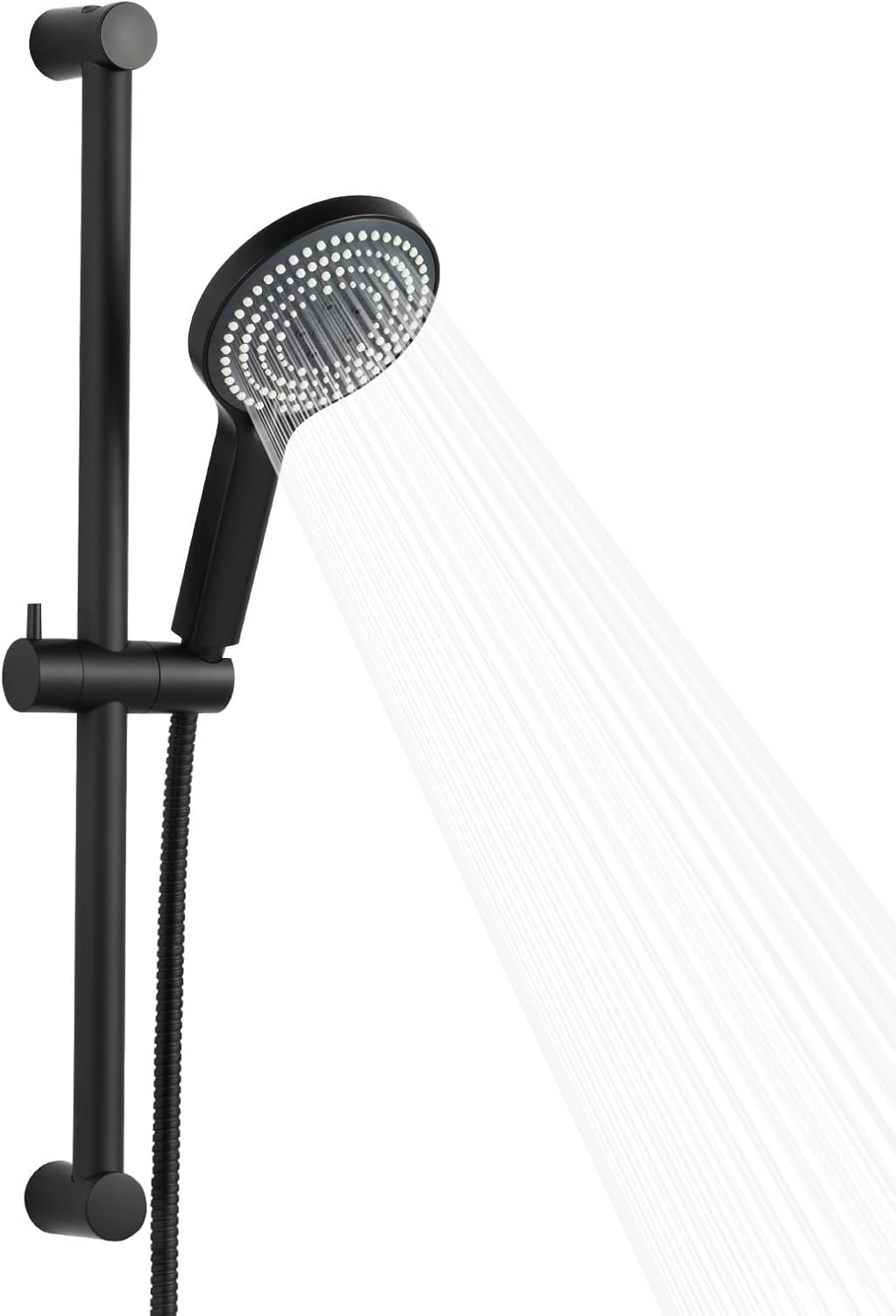 OFFO Shower Slide Bar Combo, Adjustable 33 in Slide Bar with 6-Mode High Pressure Handheld Shower Head and 60 in Stainless Steel Hose, Screw Wall Mounted, Chrome