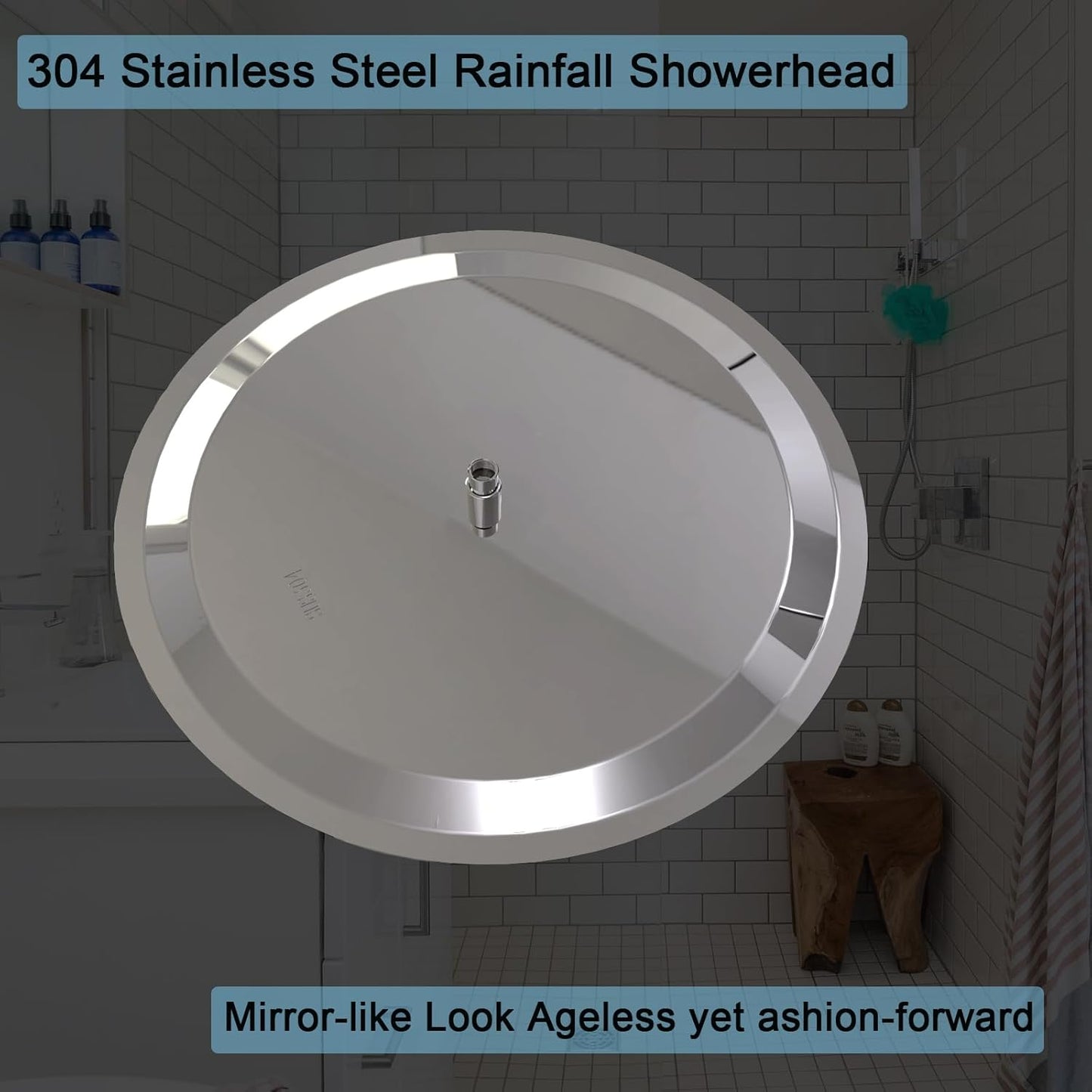 Rain Shower Head, Katezon High Flow Rainfall Showerhead Stainless Steel, Bathroom Waterfall Shower Universal Wall Ceiling Mount (16'', Chrome)