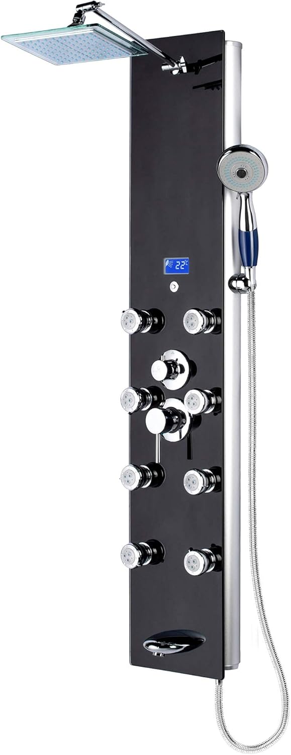 Blue Ocean 52" Stainless Steel SPS392H Shower Panel Tower System with Rainfall Shower Head and 8 Adjustable Massage Jets