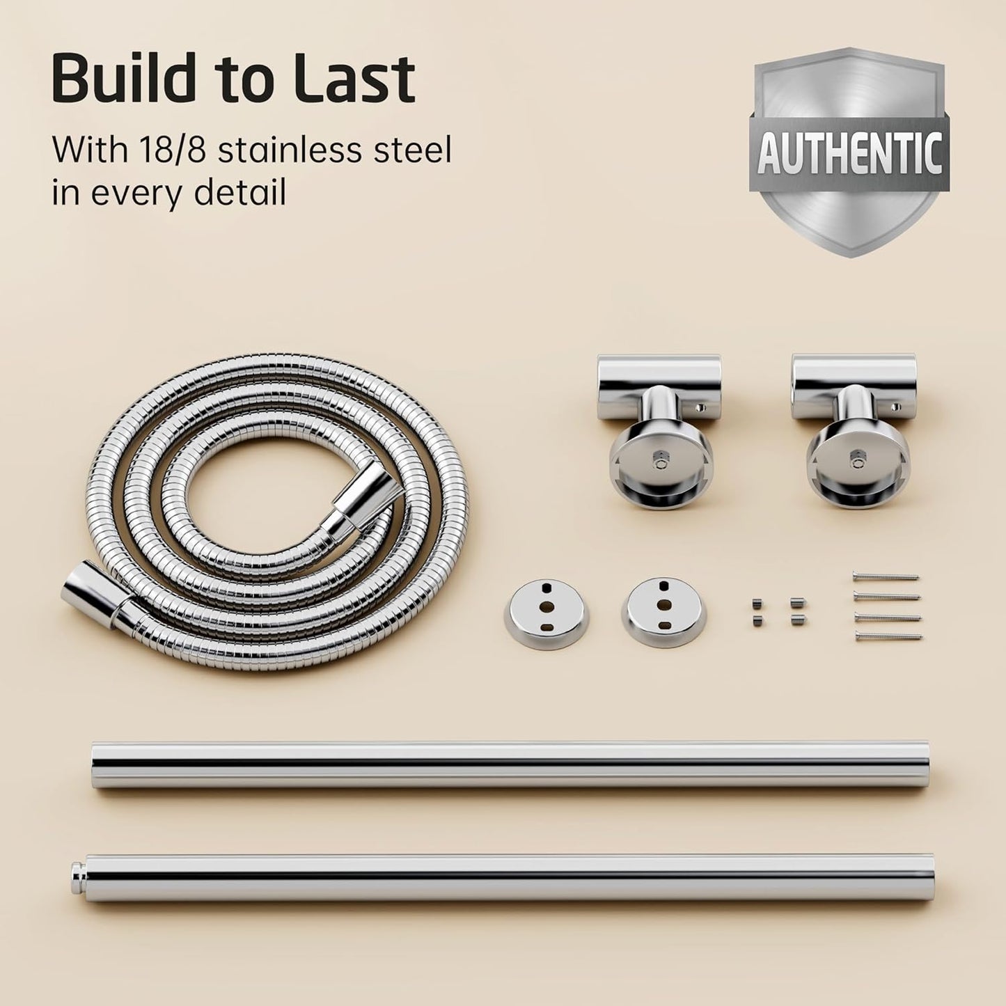 KES Handheld Shower Head 30-Inch Shower Slide Bar and 59-Inch Hose, 5-Function Adjustable Shower Head with Wall Mount Shower Slide Bar Set 18/8 Stainless Steel, Polished Finish F209S78-PS-C1