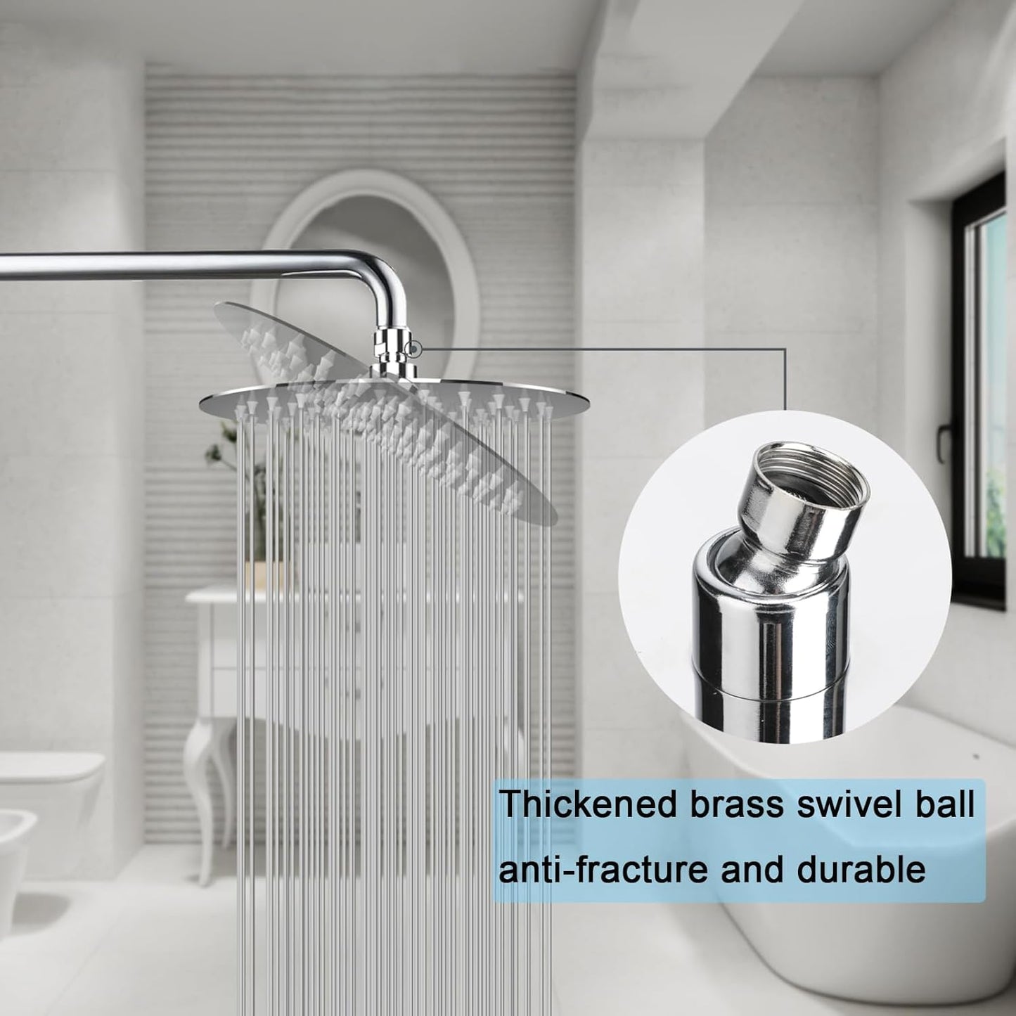 Rain Shower Head, Katezon High Flow Rainfall Showerhead Stainless Steel, Bathroom Waterfall Shower Universal Wall Ceiling Mount (16'', Chrome)
