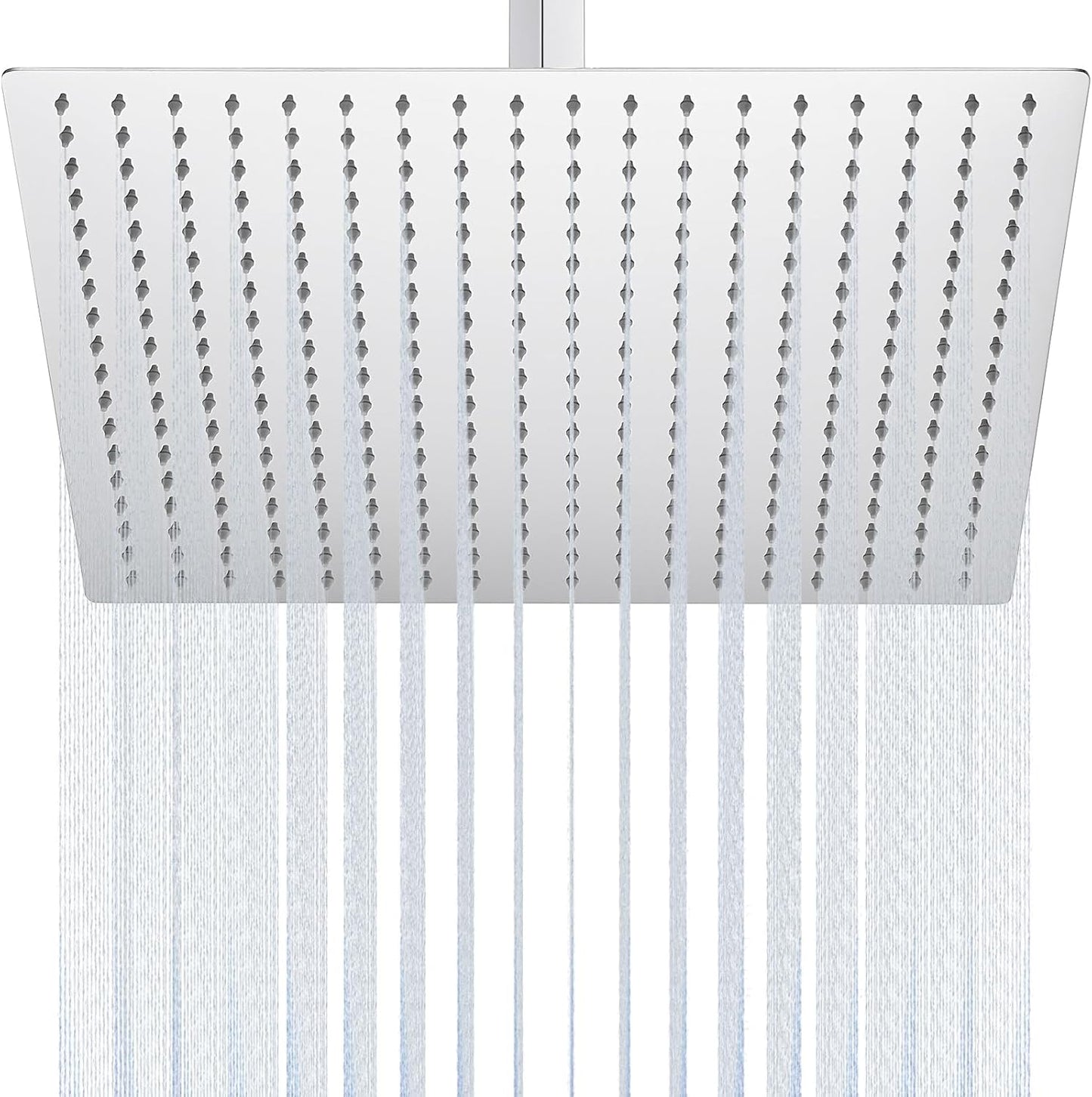 16 Inch Rain Shower Head Extra Large Rainfall Shower Head, Ultra Thin Stainless Steel Wall or Ceiling Mount Rain Showerhead, Square, Polished Chrome