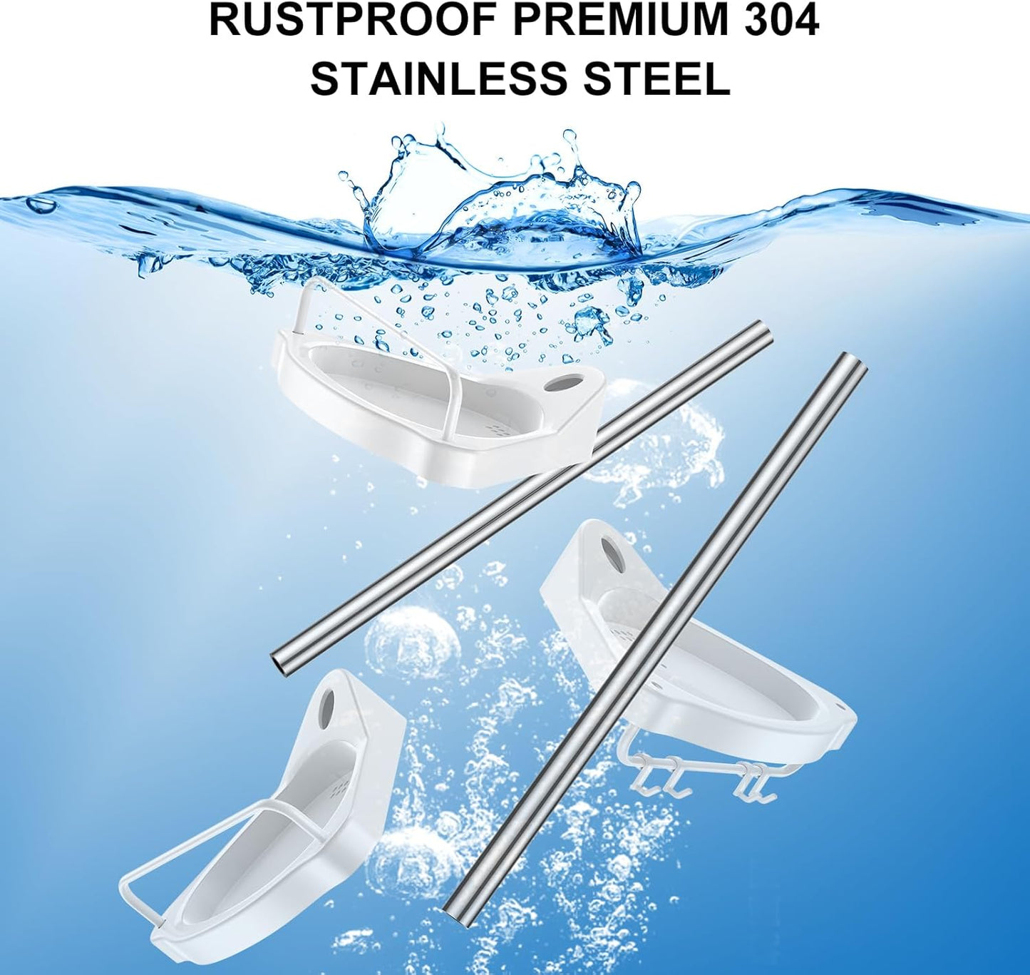 HAMITOR Corner Shower Caddy Tension Pole: Adjustable Stainless Steel Shower Organizer with 4 Tier Shelf for Bathroom Bathtub Tub Shampoo - Floor Standing Rack Bath Storage Holder with Rust Proof Rods