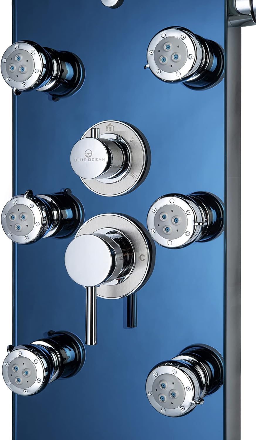 Blue Ocean 52" Stainless Steel SPS392H Shower Panel Tower System with Rainfall Shower Head and 8 Adjustable Massage Jets