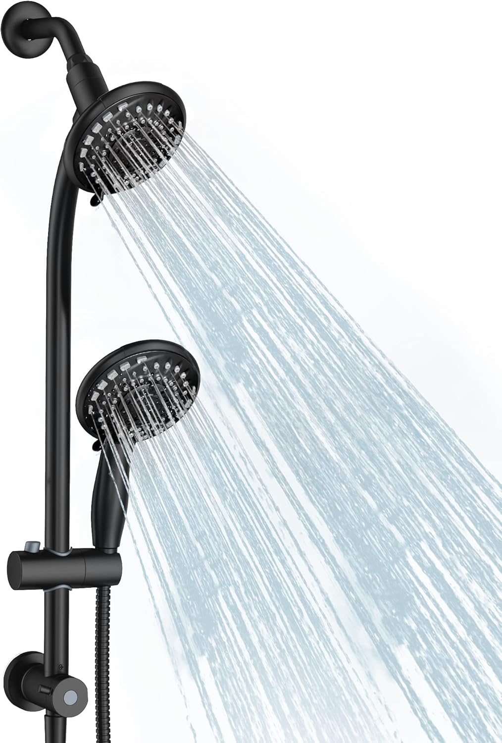 Handheld Showerhead & Rain Shower Combo for Easy Reach, 27.5" Drill-free Stainless Steel Slide Bar, 5”of 5-setting Handheld Shower and Showerhead, with 5ft Hose - Polished Chrome
