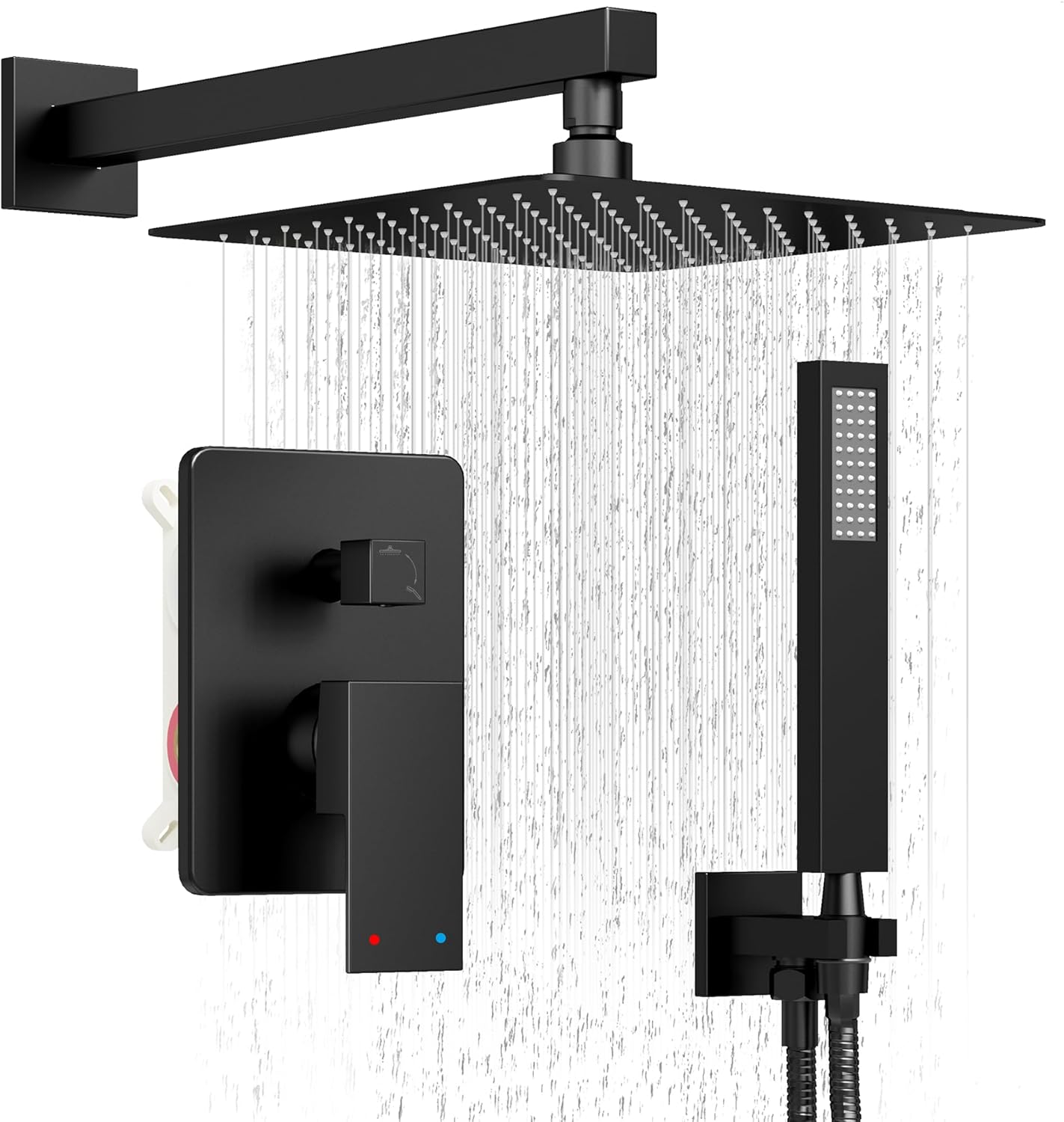 Brushed Nickel Shower System, Shower Faucet Set with 10-Inch Rain Showerhead and Handheld Spray, Wall Mounted High-Pressure Showerhead Combo Set Included Valve and Trim, Brushed Nickel