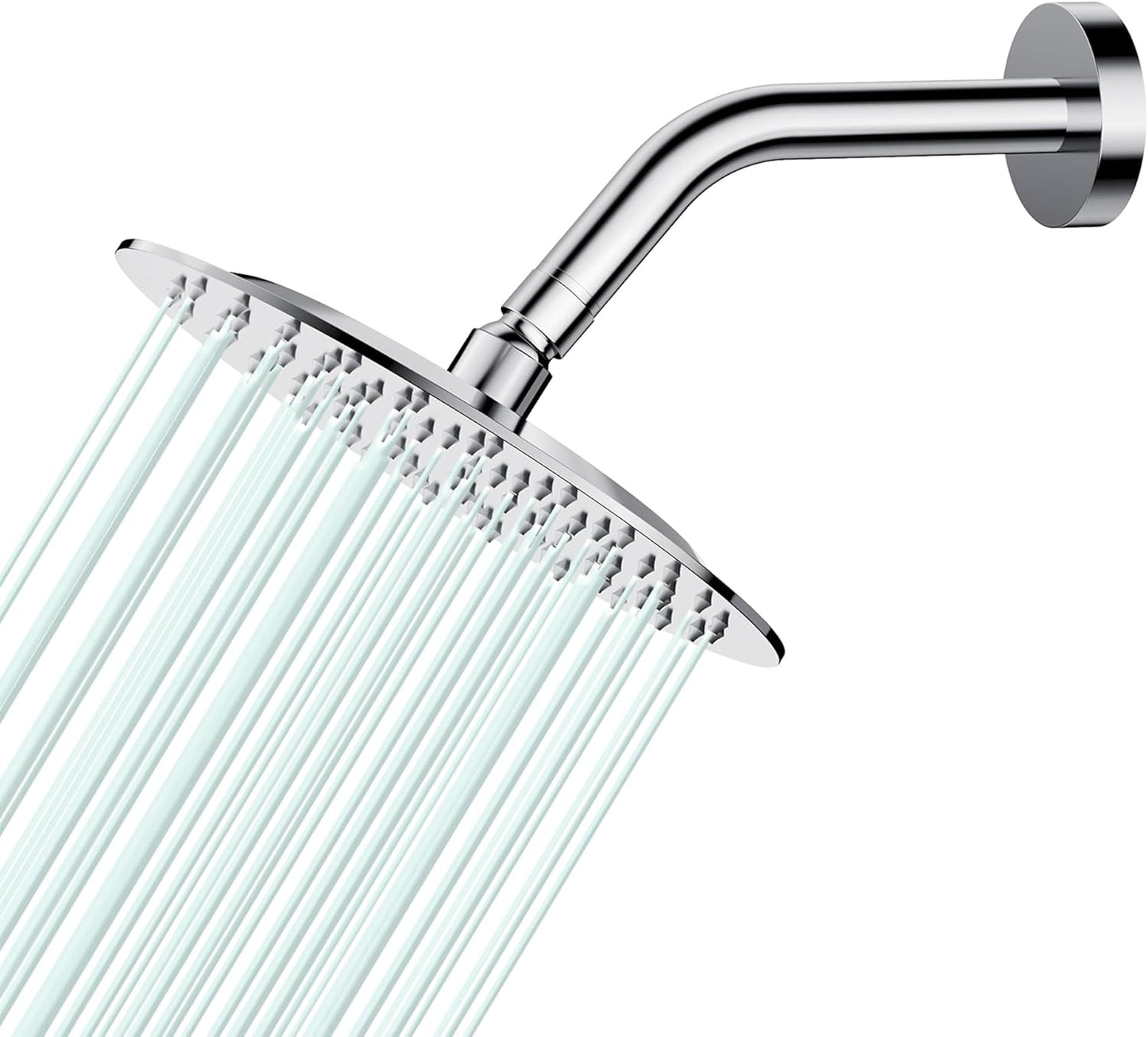 All Metal Rain Shower Head - Heavy Duty Stainless Steel, Easy Install, High Water Flow, Ultra-Thin Modern Design for Bathroom (Brushed Nickel, 8)