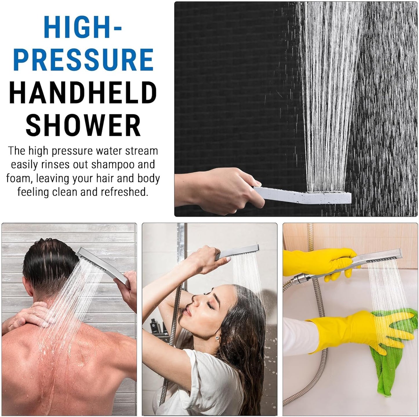 G-Promise All Metal 14 Inch Dual Shower Head with Handheld Combo, Rain Shower Head, Adjustable Extension Arm, Smooth 3-Way Diverter, 71 Inch Extra Long Hose - A Bathroom Upgrade (Chrome)