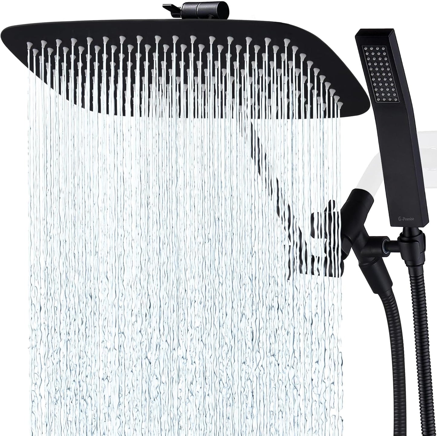 G-Promise All Metal 14 Inch Dual Shower Head with Handheld Combo, Rain Shower Head, Adjustable Extension Arm, Smooth 3-Way Diverter, 71 Inch Extra Long Hose - A Bathroom Upgrade (Chrome)