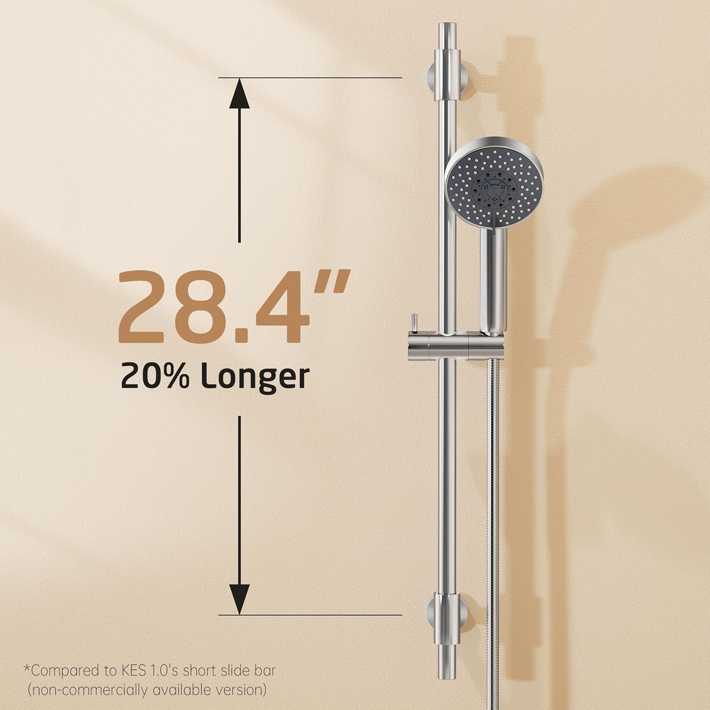 KES Handheld Shower Head 30-Inch Shower Slide Bar and 59-Inch Hose, 5-Function Adjustable Shower Head with Wall Mount Shower Slide Bar Set 18/8 Stainless Steel, Polished Finish F209S78-PS-C1