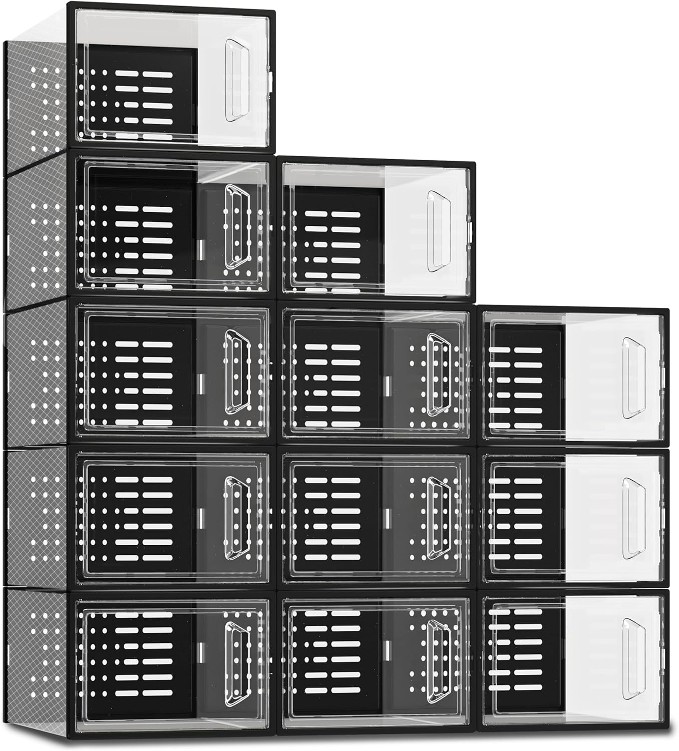 SEE SPRING Shoe Storage Boxes, Clear Plastic Stackable Shoe Organizer for Closet, Shoe Rack & Holder Sneaker Container, 12 Pack Clear