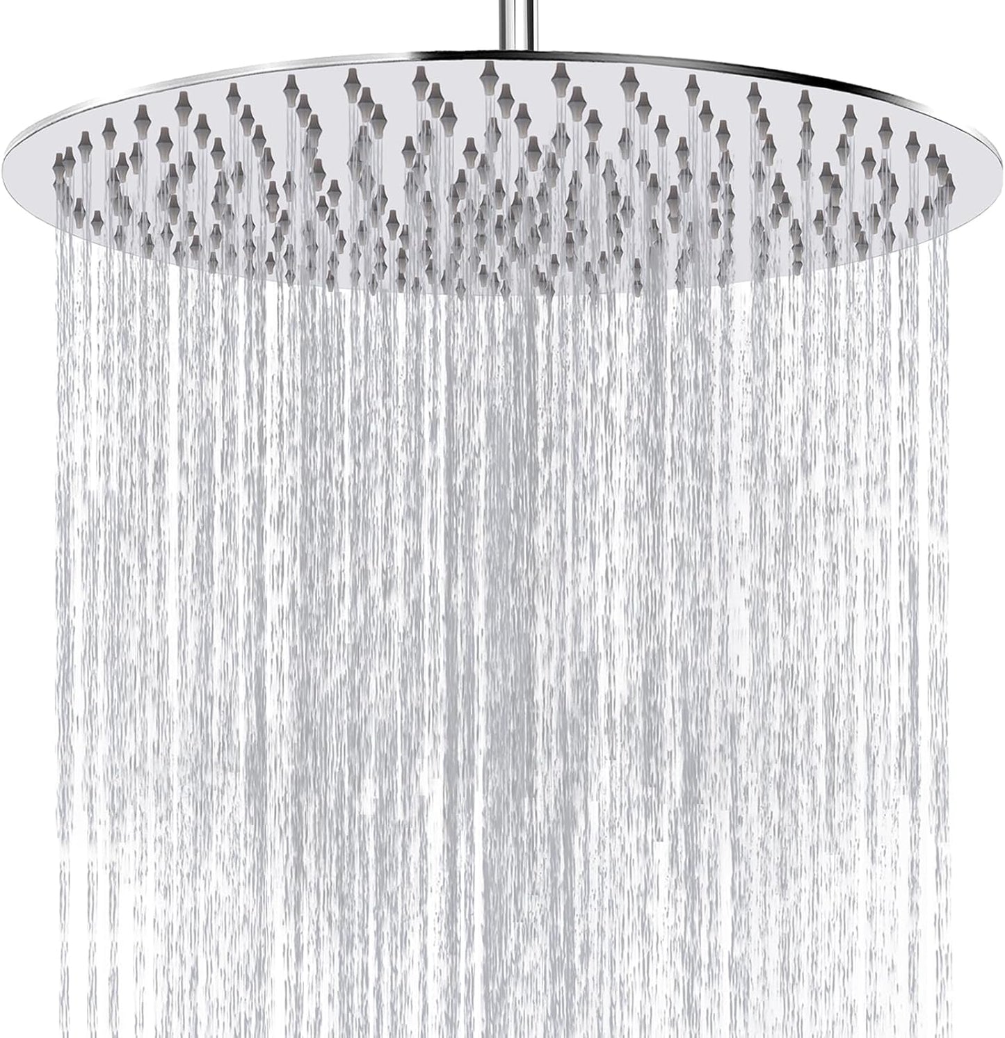Rain Shower Head, Katezon High Flow Rainfall Showerhead Stainless Steel, Bathroom Waterfall Shower Universal Wall Ceiling Mount (16'', Chrome)