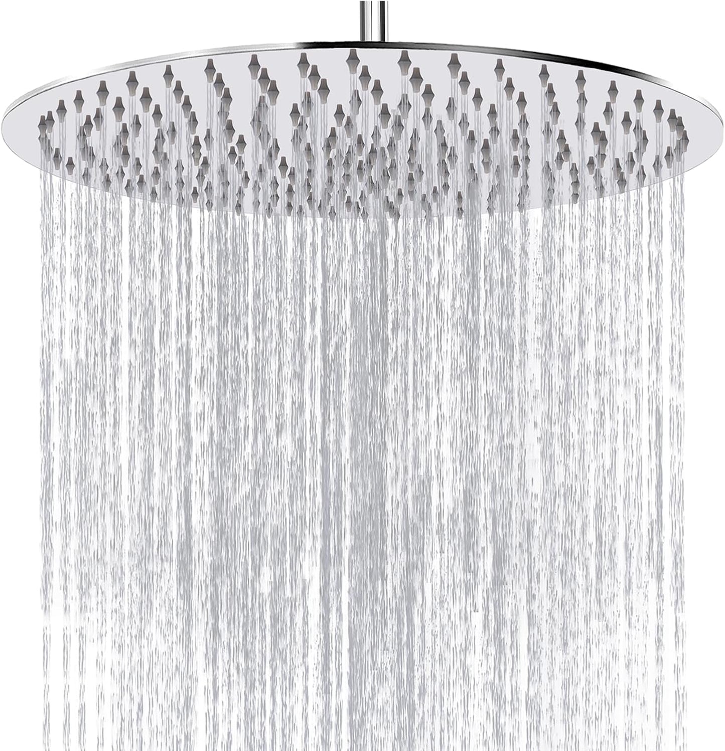 Rain Shower Head, Katezon High Flow Rainfall Showerhead Stainless Steel, Bathroom Waterfall Shower Universal Wall Ceiling Mount (16'', Chrome)