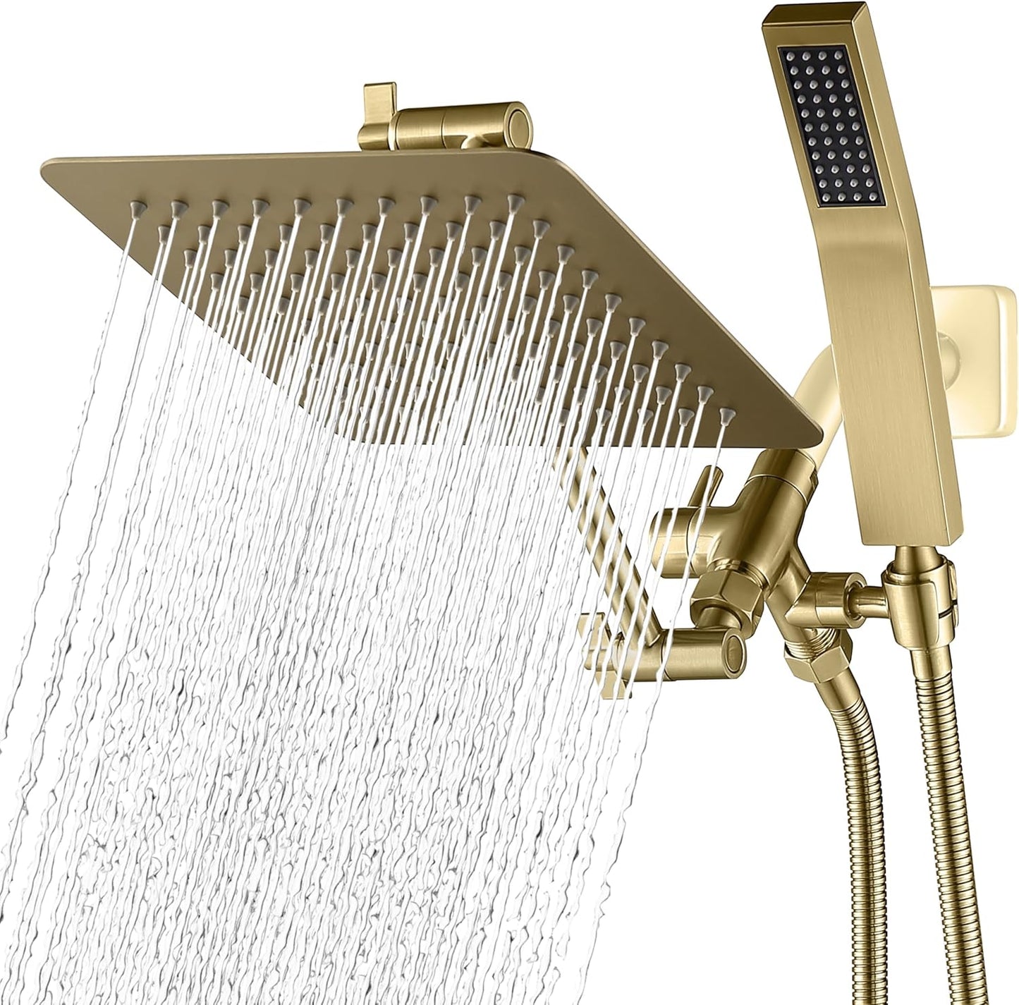 G-Promise All Metal 14 Inch Dual Shower Head with Handheld Combo, Rain Shower Head, Adjustable Extension Arm, Smooth 3-Way Diverter, 71 Inch Extra Long Hose - A Bathroom Upgrade (Chrome)