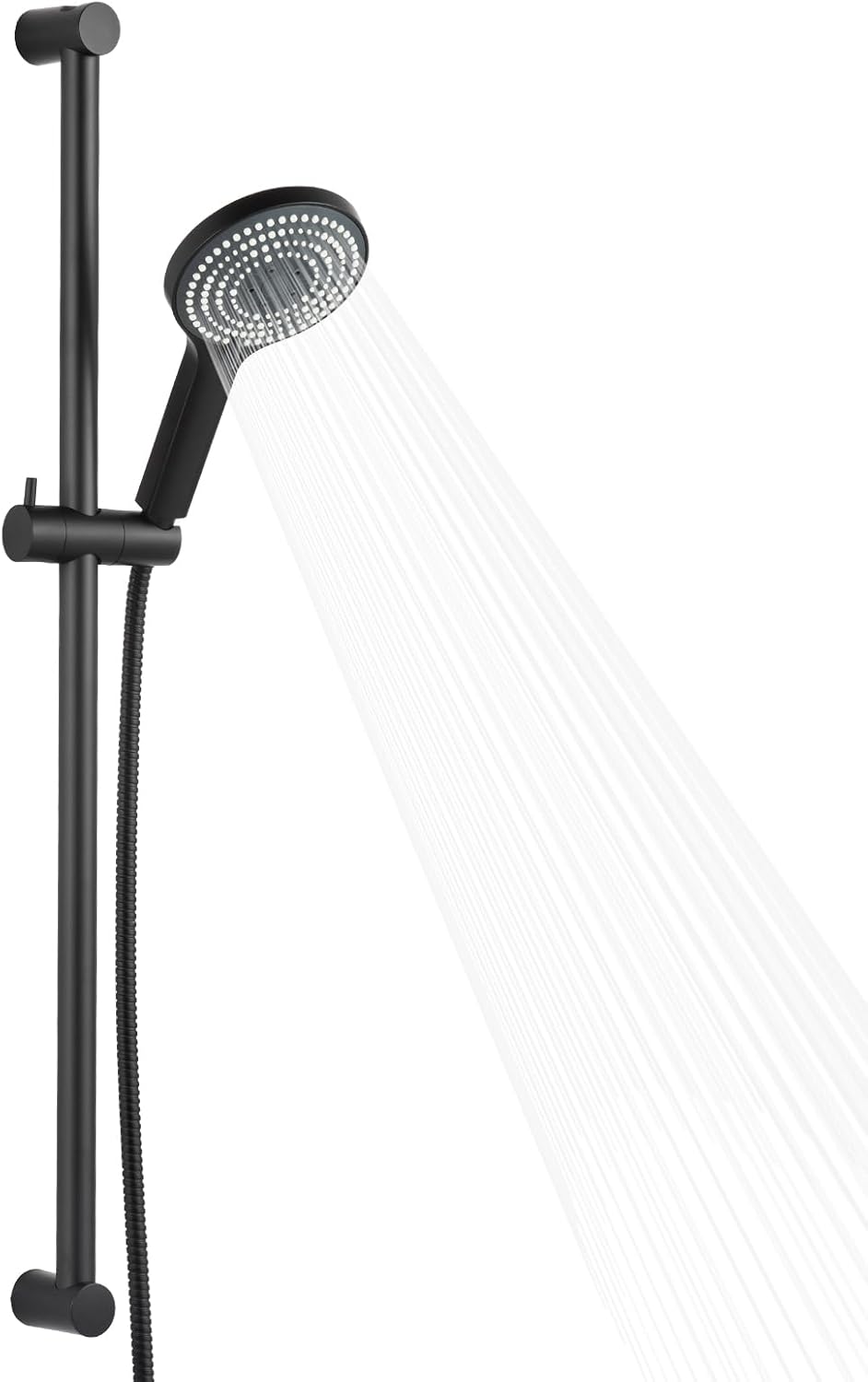 OFFO Shower Slide Bar Combo, Adjustable 33 in Slide Bar with 6-Mode High Pressure Handheld Shower Head and 60 in Stainless Steel Hose, Screw Wall Mounted, Chrome