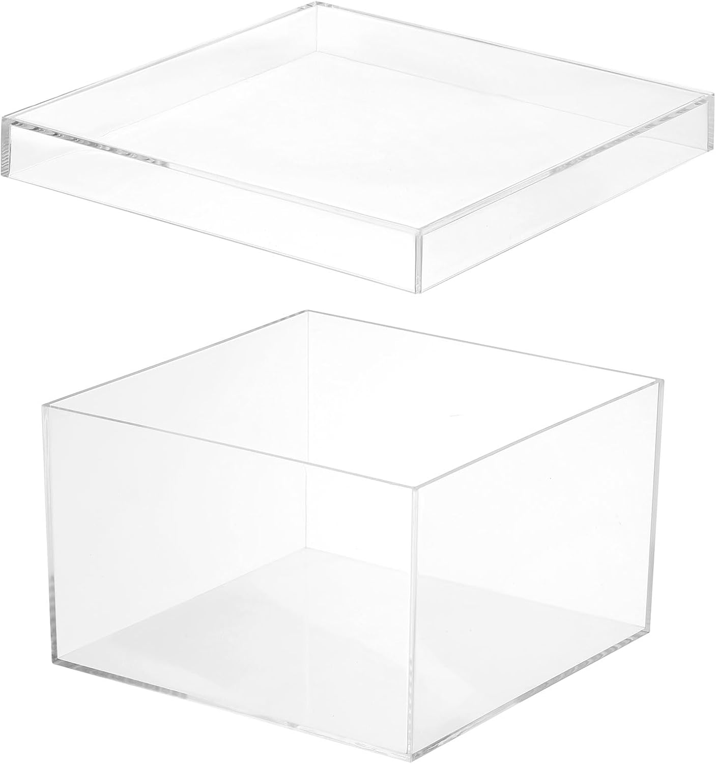 PATIKIL Acrylic Box with Lid 10.24" x 7.09" x 2.36", Clear Acrylic Display Boxes Plastic Square Cube Containers Storage Organizer for Candy Tiny Jewelry Artwork Display