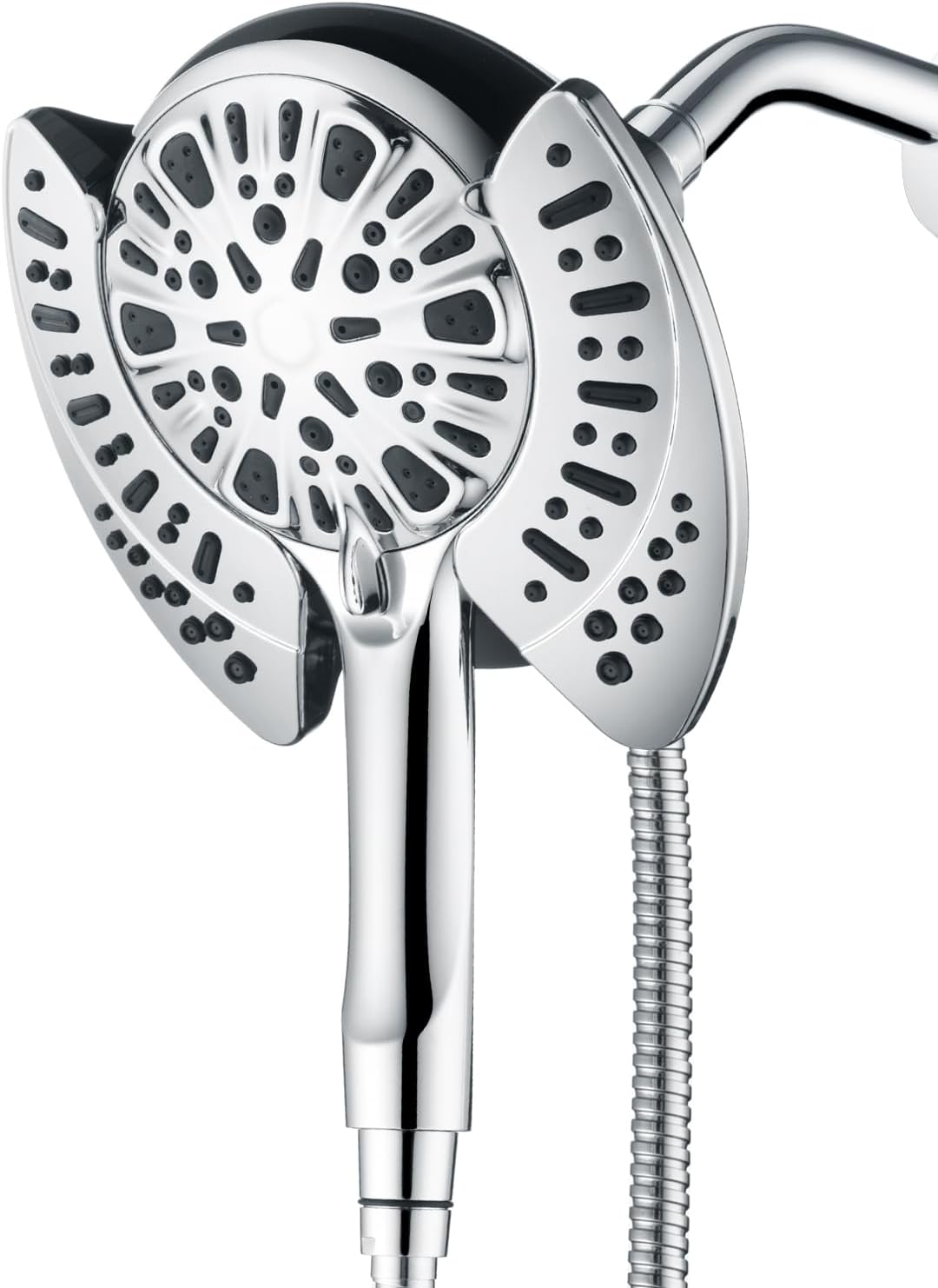 Shower Heads with Handheld Spray Combo: 7.2" Rainfall Shower Head & Handheld Shower Head 2-IN-1 Shower Head with 60" Rotatable Stainless Steel Hose Nickel, Shower Trim Systems
