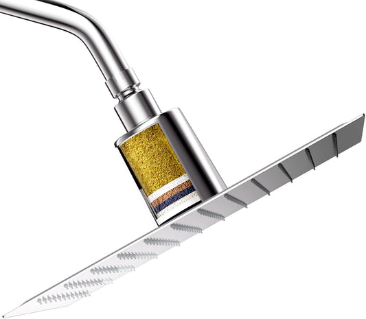 Lordear Filtered Shower Head 12 Inch Stainless Steel Square Shower Head, High Pressure Showerhead for Hard Water,Ceiling or Wall Mounted Waterfall Shower (Chrome)