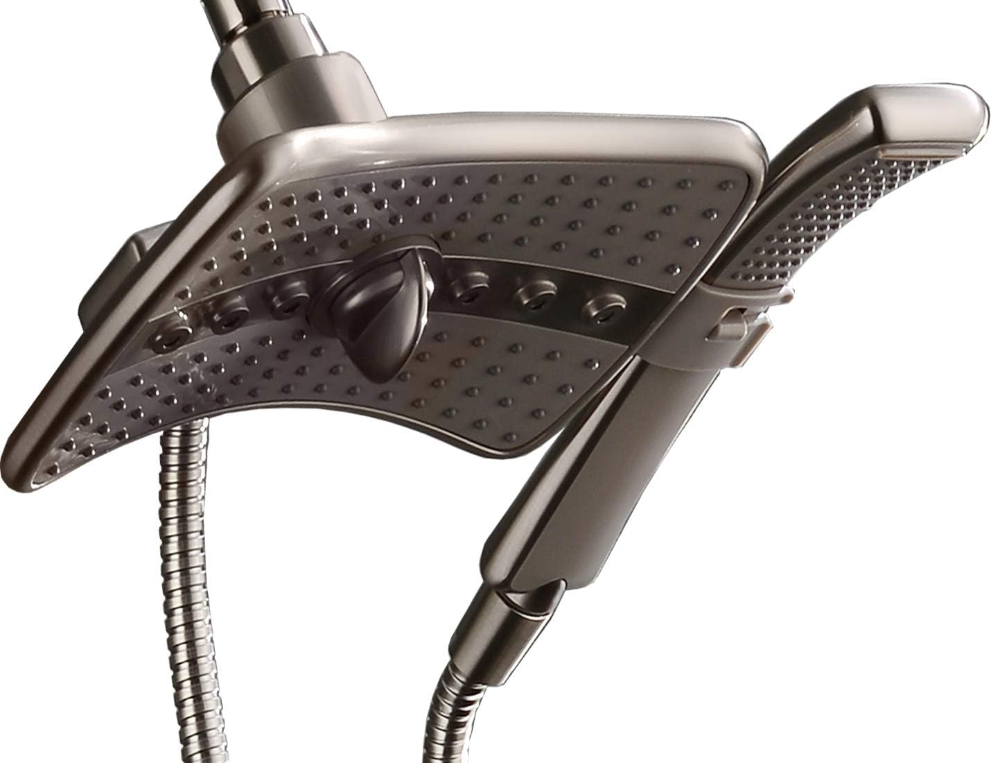 BRIGHT SHOWERS High Pressure Dual Shower Head Combo, Handheld Showerhead Rainfall Shower Head Set with Black Face, 60 Inch Long Stainless Steel Shower Hose, Chrome