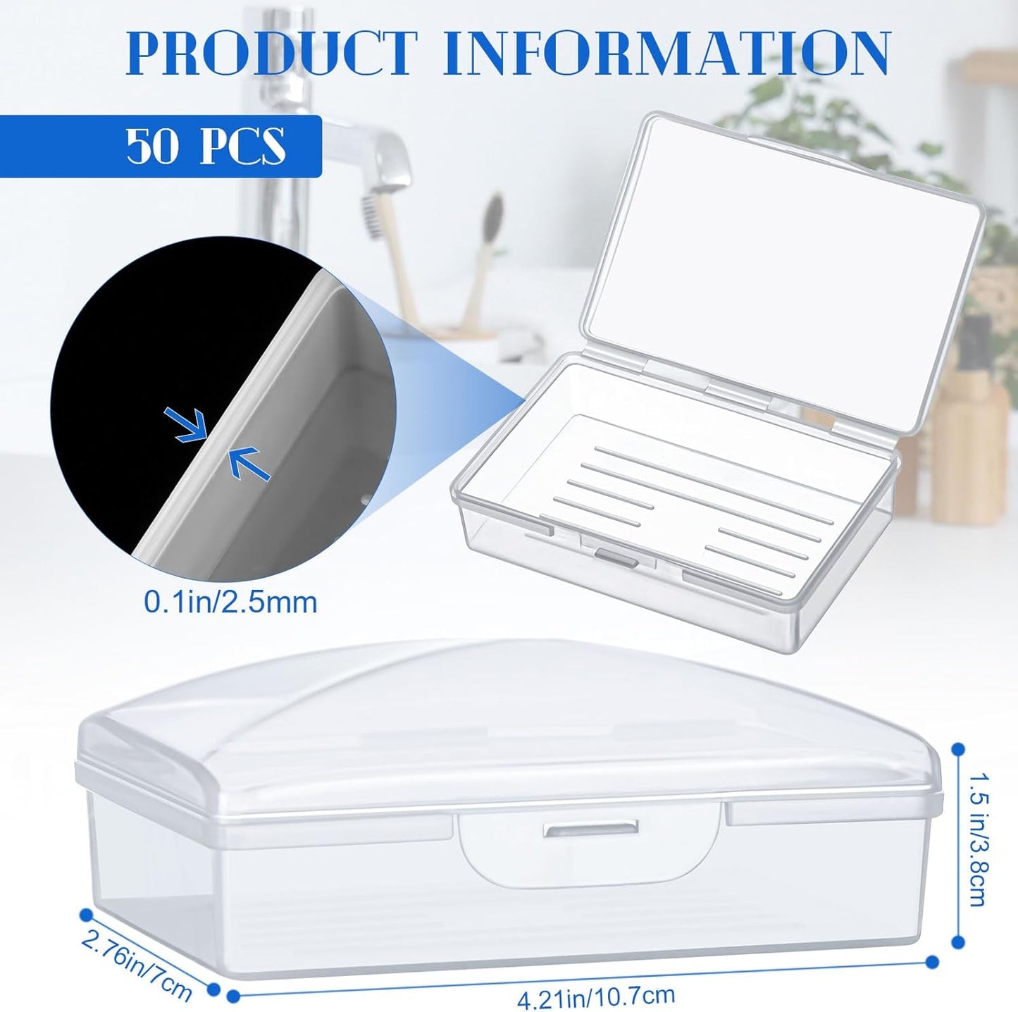 50 Pcs Travel Soap Container Portable Plastic Soap Boxes Bulk with Lid Homeless Donations Bulk Gym Shower Tour Groups Hotel Outdoor Camping