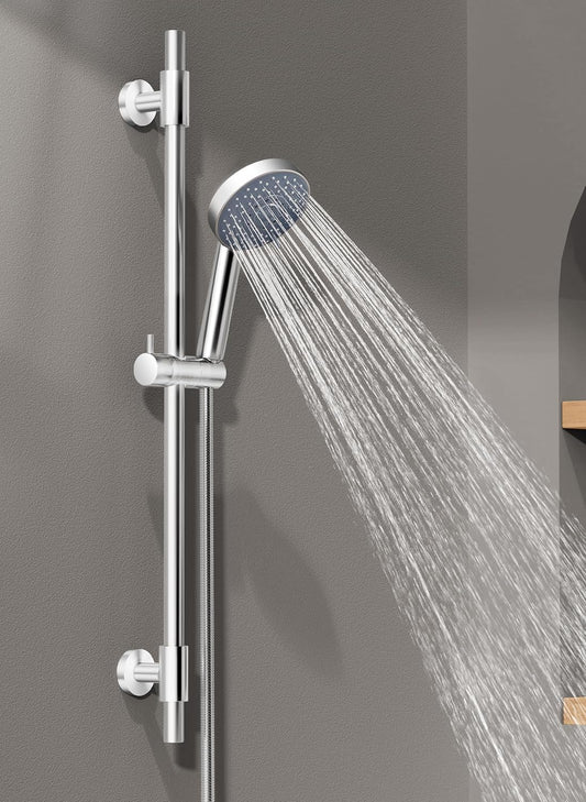 KES Handheld Shower Head 30-Inch Shower Slide Bar and 59-Inch Hose, 5-Function Adjustable Shower Head with Wall Mount Shower Slide Bar Set 18/8 Stainless Steel, Polished Finish F209S78-PS-C1
